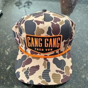 Gang Gang Theo Von Camo Trucker Hat - Orange Patch